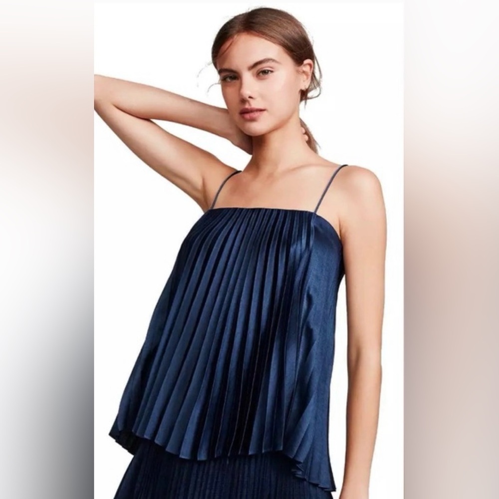 Vince Navy Blue Accordion Pleated Cami Top